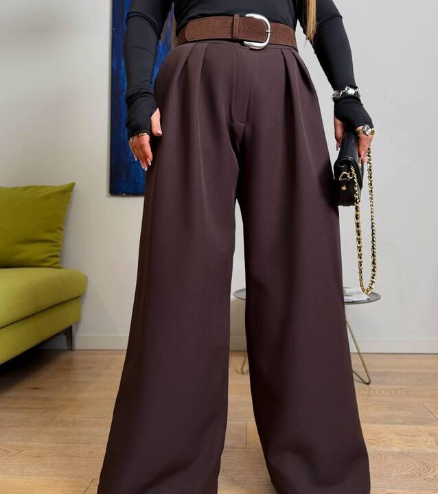 Брюки-палаццо женские из плотной костюмной ткани с высокой посадкой широкие на резинке по спинке повседневные деловые весенние