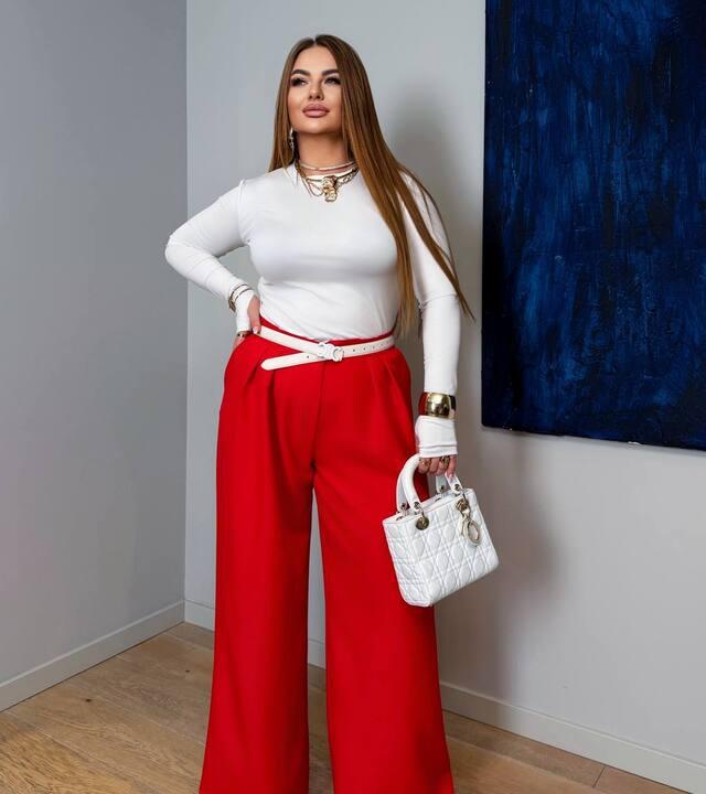 Брюки-палаццо женские из плотной костюмной ткани с высокой посадкой широкие на резинке по спинке деловые повседневные весенние