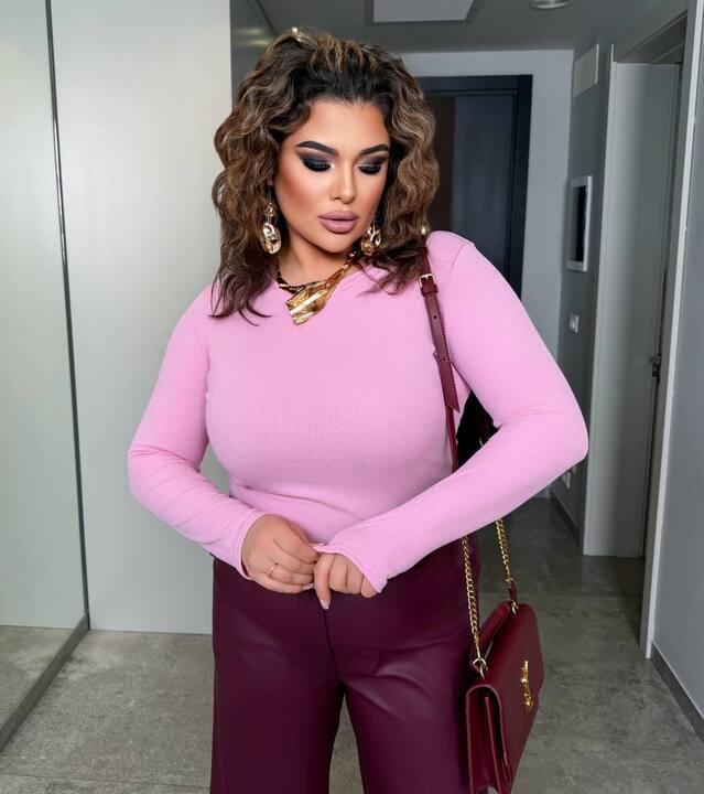 Лонгслив женский из евро рубчика однотонный весенний