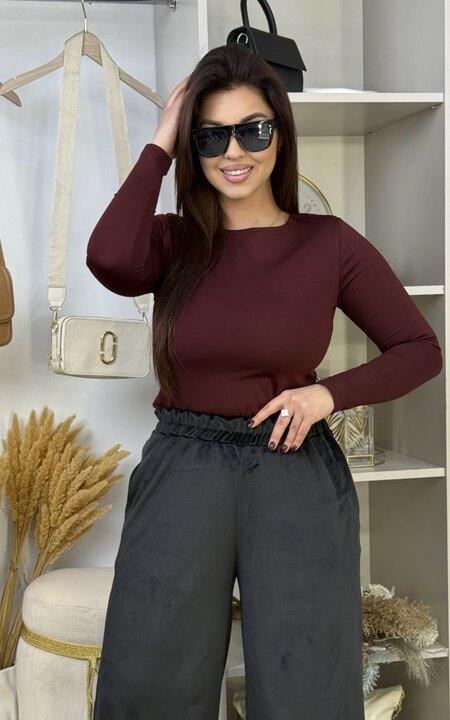 Лонгслив женский из микродайвинга на флисе облегающий базовый зимний