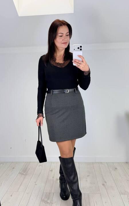 Юбка женская мини из кашемира и шерсти карандаш с потайной молнией сзади