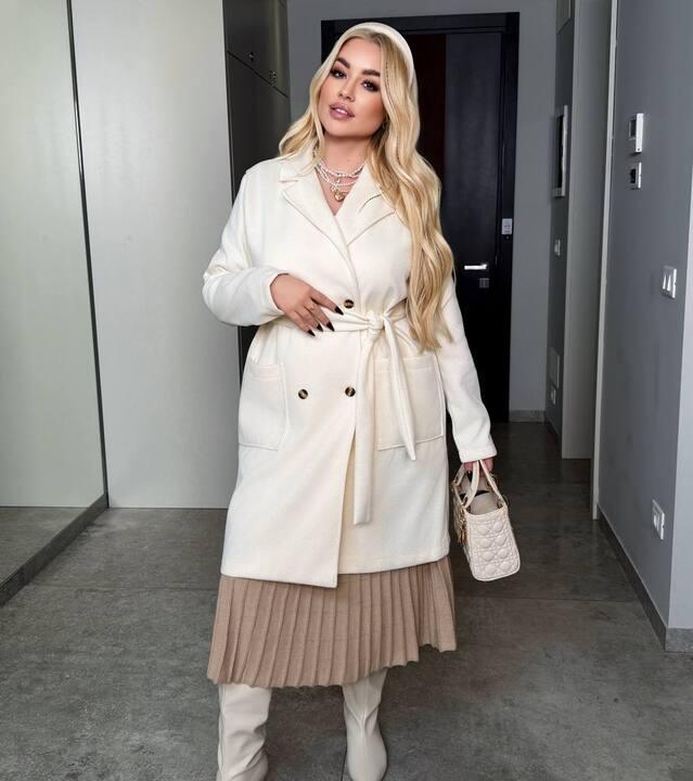 Кардиган женский кашемировый без подкладки двубортный с поясом удлинённый весенний