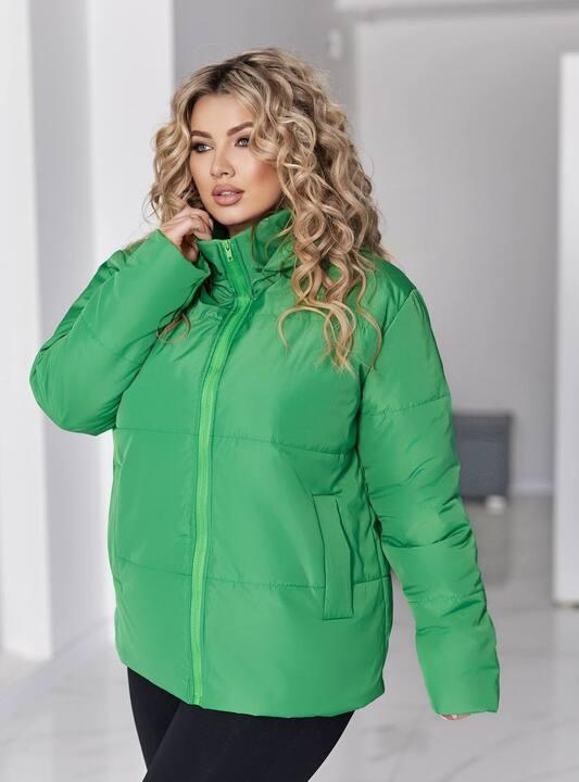 Куртка женская из плащевки Канада стеганая утепленная на силиконе 100 с подкладкой саржа на молнии с карманами весенняя