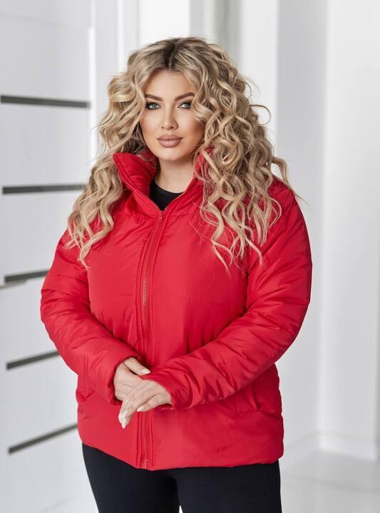 Куртка женская из плащевки Канада утепленная на силиконе с подкладкой саржа стеганая на молнии с воротником стойка с карманами весенняя