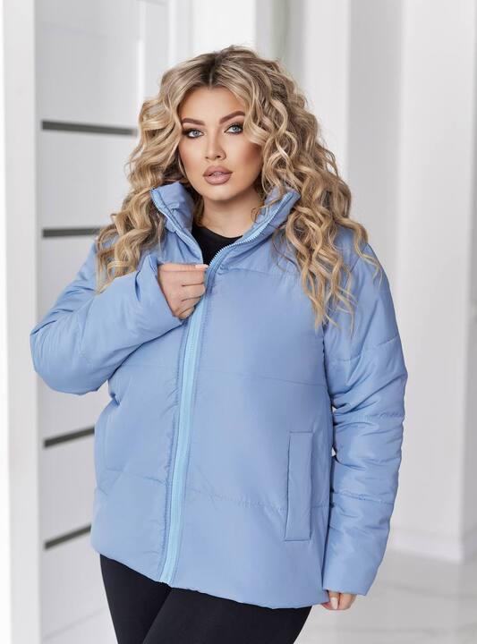 Куртка женская из плащевки Канада на силиконе с подкладкой саржа с капюшоном на молнии стеганая средняя весенняя