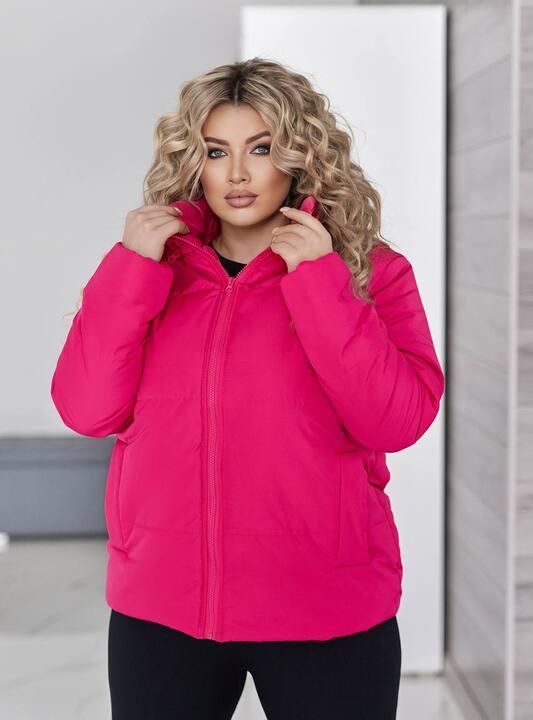 Куртка женская из плащевки Канада на силиконе с подкладкой саржа с капюшоном на молнии средней длины весенняя