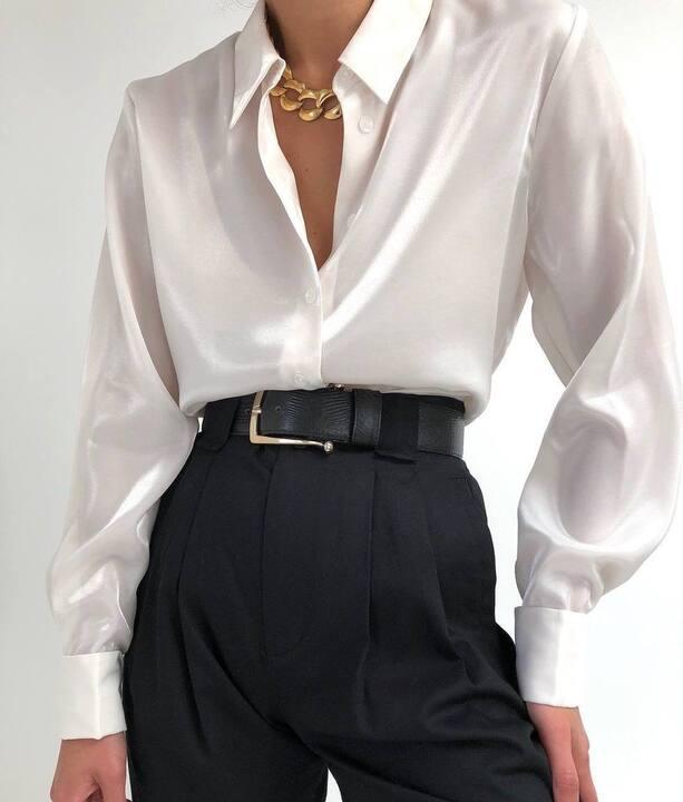 Рубашка женская из шелка армани оверсайз удлиненная весенняя