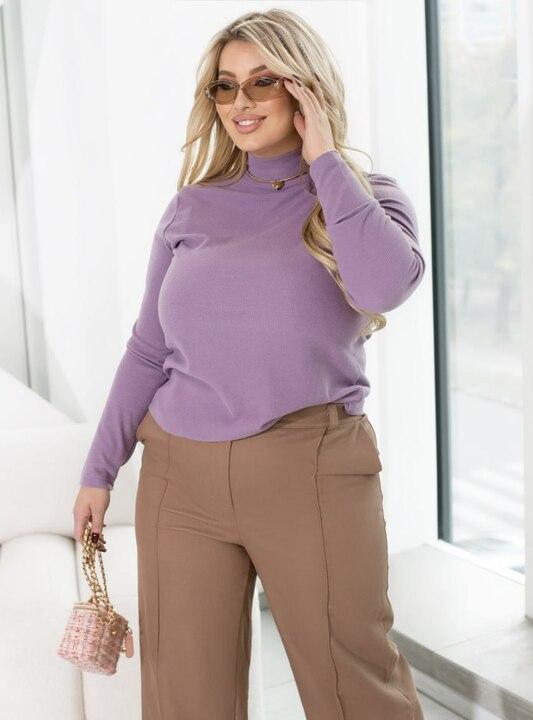 Гольф женский из ангоры рубчик с начесом однотонный базовый с воротником-стойкой и длинными рукавами весенний