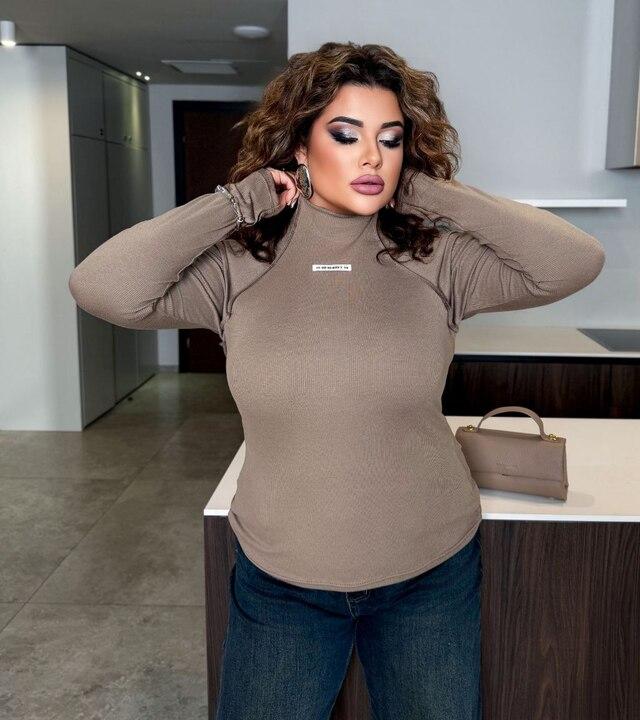 Лонгслив женский трикотажный хлопковый в рубчик с длинным рукавом эластичный повседневный весенний