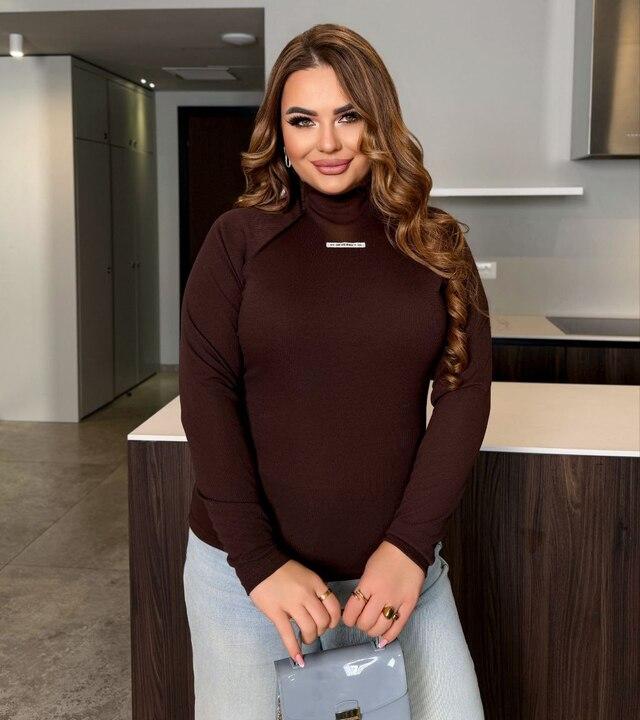 Лонгслив женский хлопковый в рубчик базовый весенний