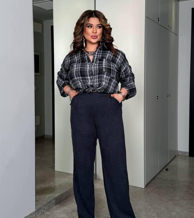 Брюки женские из вельвета палаццо с высокой посадкой широкого кроя с карманами весенние