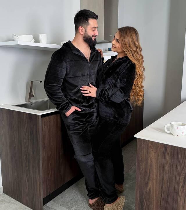 Пижама унисекс из мягкой махры штаны и кофта утепленная на молнии с длинным рукавом демисезонная