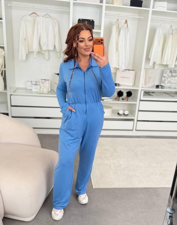 Комбинезон женский с длинным рукавом и прямыми брюками повседневный демисезонный