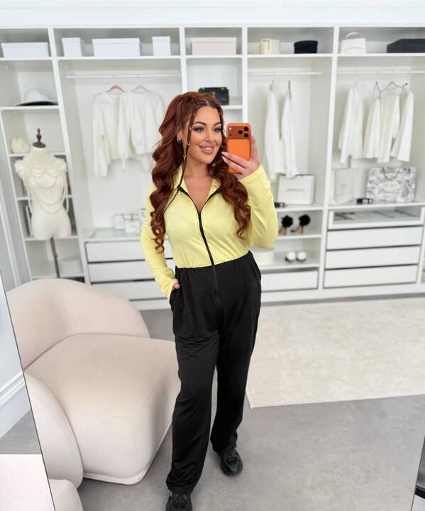 Комбинезон женский из двунитки с длинным рукавом и брюками повседневный демисезонный