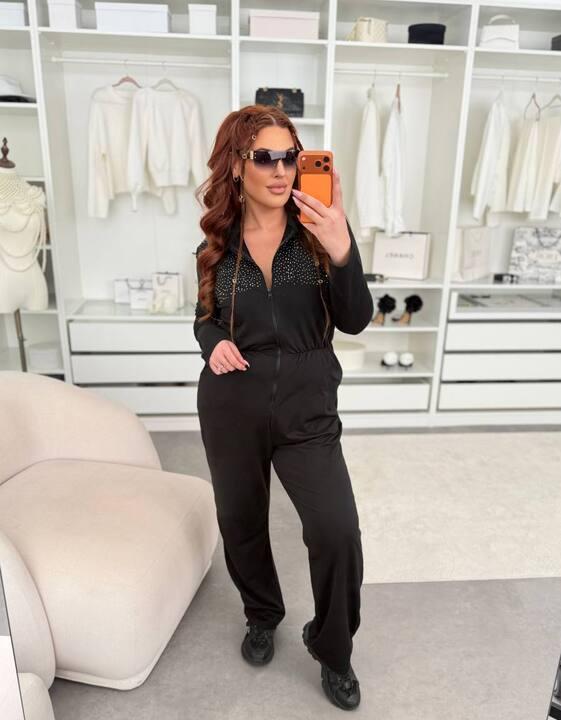 Комбинезон женский с длинным рукавом на молнии с карманами демисезонный