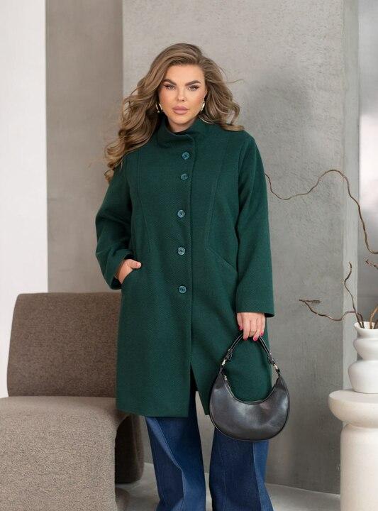 Пальто женское из кашемира твида и диагонали с высоким воротником на пуговицах весеннее