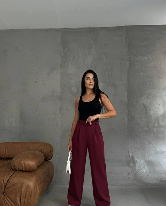 Брюки палаццо женские с высокой посадкой широкие под пояс с карманами повседневные демисезонные