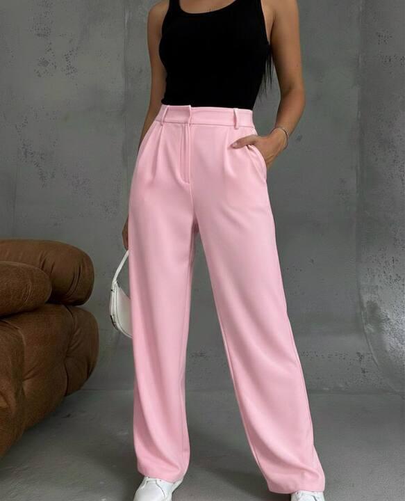 Брюки палаццо женские из костюмки с высокой посадкой широкие под пояс с карманами повседневные демисезонные