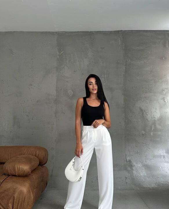 Брюки палаццо женские с высокой посадкой широкие под пояс с карманами повседневные демисезонные