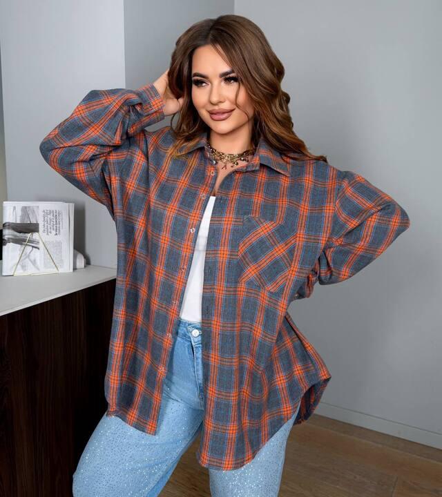 Рубашка унисекс из фланели в клетку оверсайз с длинным рукавом демисезонная