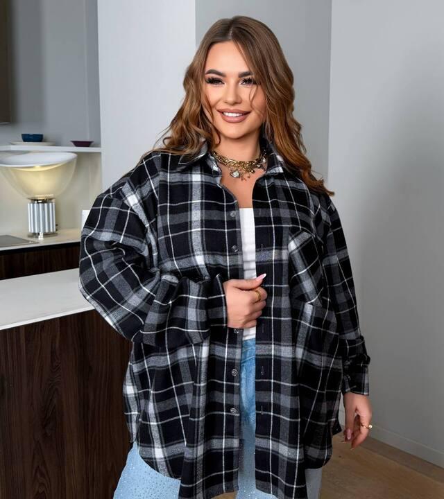 Рубашка унисекс из фланели в клетку оверсайз с длинным рукавом демисезонная