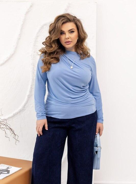 Лонгслив женский из трикотажа масло приталенный с драпировкой базовый весенний