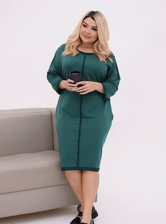 Платье-туника женское из двунитки вискоза прямого кроя миди весеннее