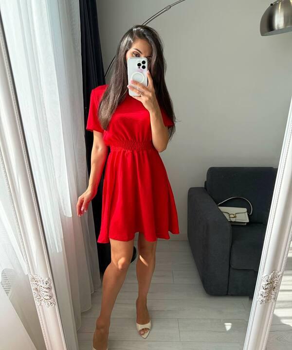 Платье-трапеция женское из крепа жатки повседневное с короткими рукавами весеннее