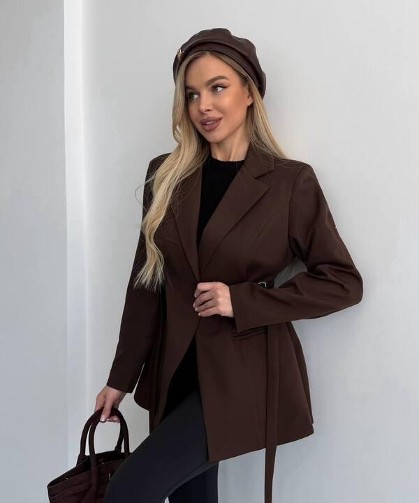 Пиджак женский приталенный на подкладке классический с длинными рукавами средней длины весенний