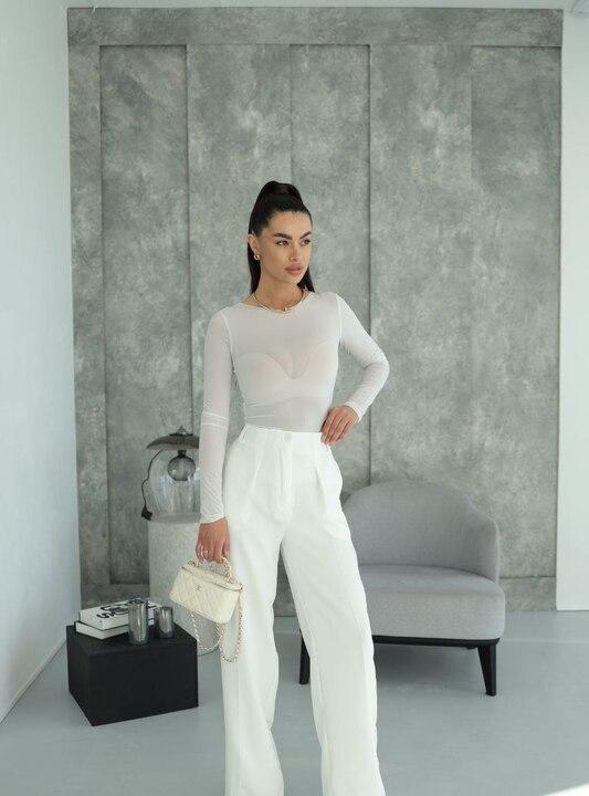 Брюки-палаццо женские из костюмки с высокой талией широкие классические весенние