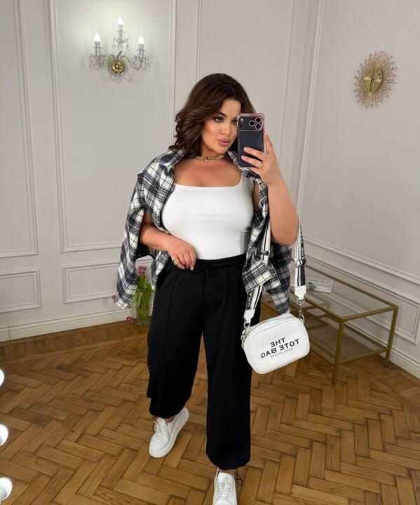 Брюки-джоггеры женские из двунитки повседневные на резинке средней посадки весенние