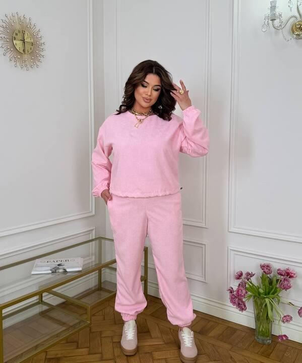 Костюм-двойка женский из вельвета с кофтой и брюками повседневный демисезонный