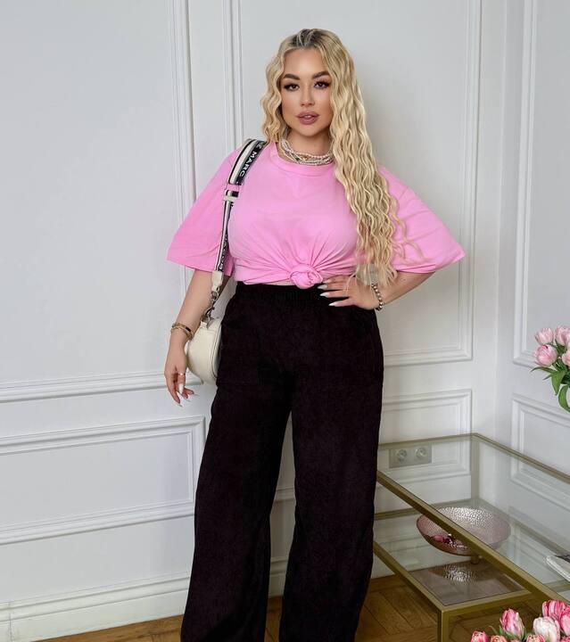 Брюки женские из хлопка палаццо с высокой посадкой на резинке широкие повседневные