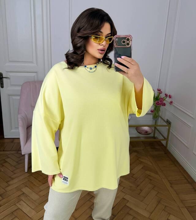 Лонгслив женский из двунитки оверсайз однотонный весенний