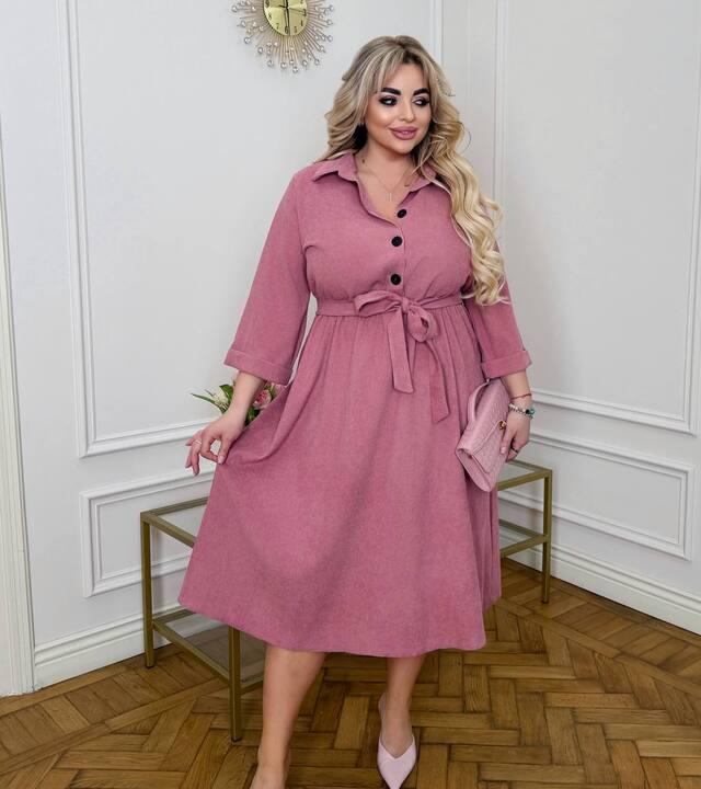 Платье-рубашка женское из микровельвета с поясом миди весеннее