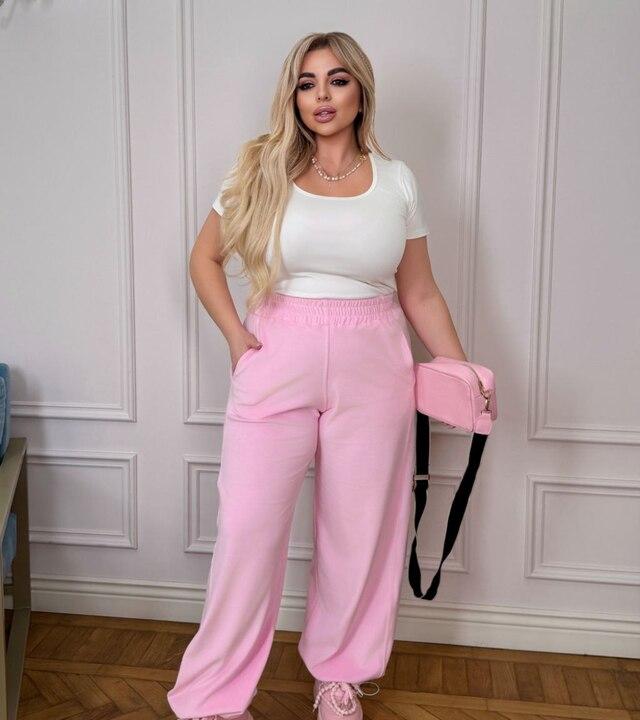 Брюки женские велюровые палаццо с высокой посадкой на резинке повседневные демисезонные