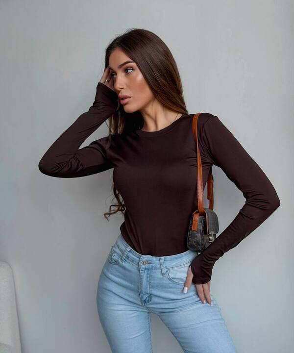 Лонгслив женский из микродайвинга облегающий базовый с длинным рукавом весенний
