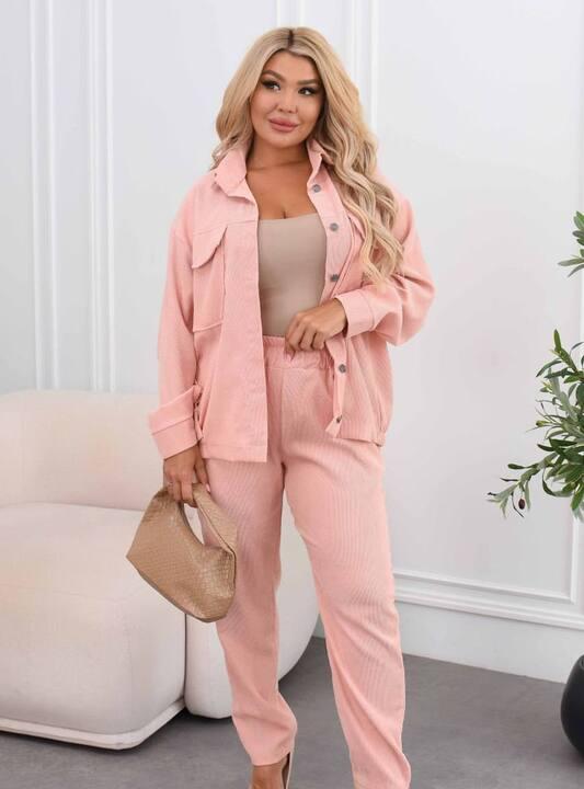 Костюм-двойка женский из вельвета х/б с курткой и джогерами весенний