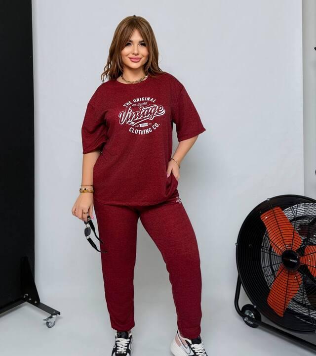 Спортивный костюм унисекс из двунитки петля меланж с футболкой и джоггерами на резинке с карманами демисезонный