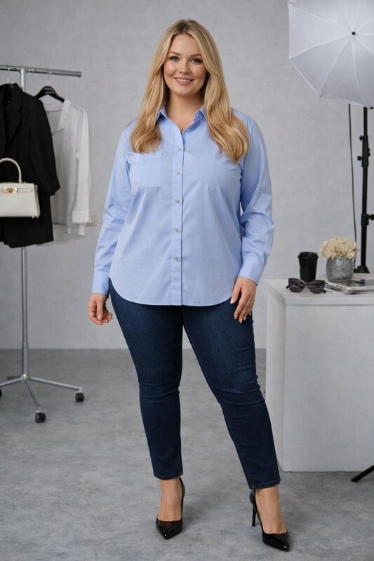 Рубашка женская из софта длинная свободного кроя с длинным рукавом и боковыми пуговицами весенне-летняя