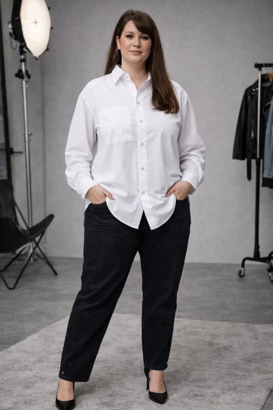 Рубашка женская из софта длинная свободного кроя с длинным рукавом и боковыми пуговицами весенне-летняя