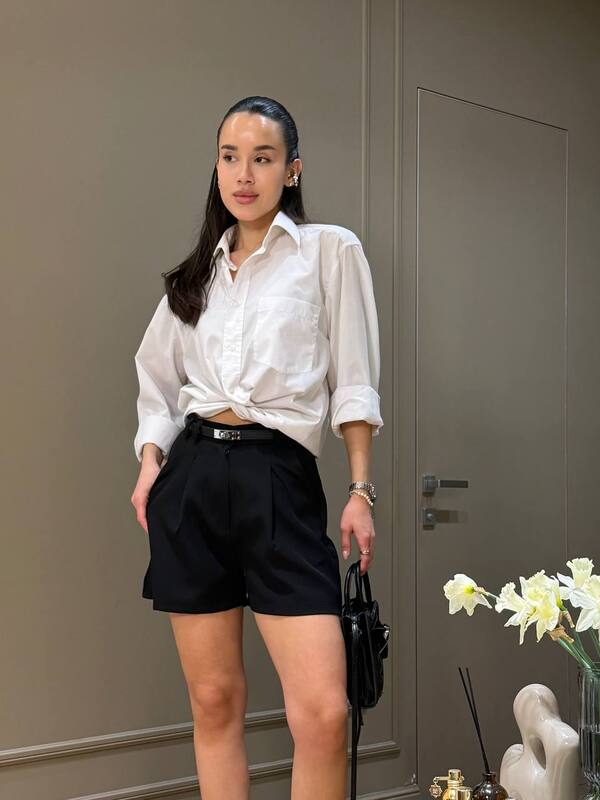 Шорты женские из костюмки классические с высокой посадкой короткие летние