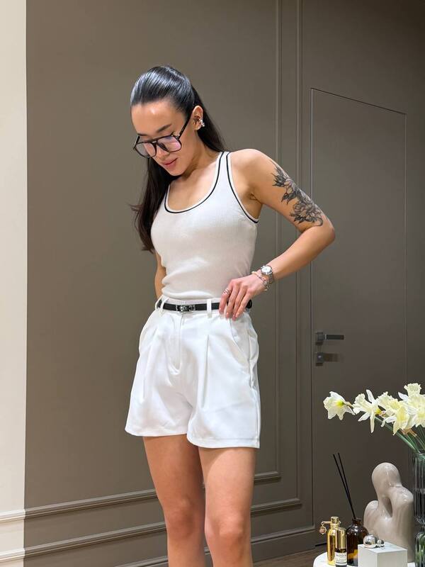 Шорты женские из костюмки классические с высокой посадкой короткие летние