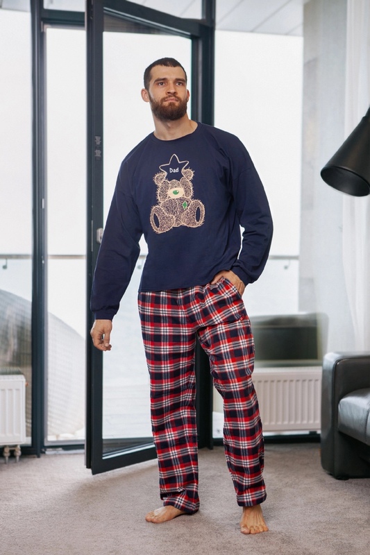 Пижама мужская стрейчевая коттон лонгслив + штаны