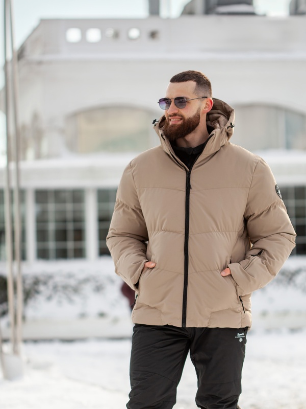 Куртка мужская зимняя холлофайбер 300 стеганная теплая с капюшоном