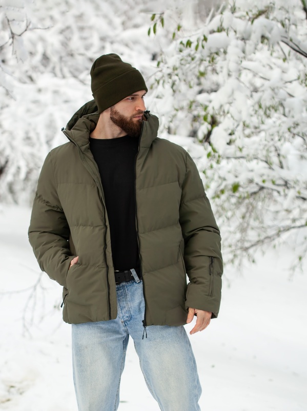 Куртка мужская зимняя холлофайбер 300 стеганная теплая с капюшоном