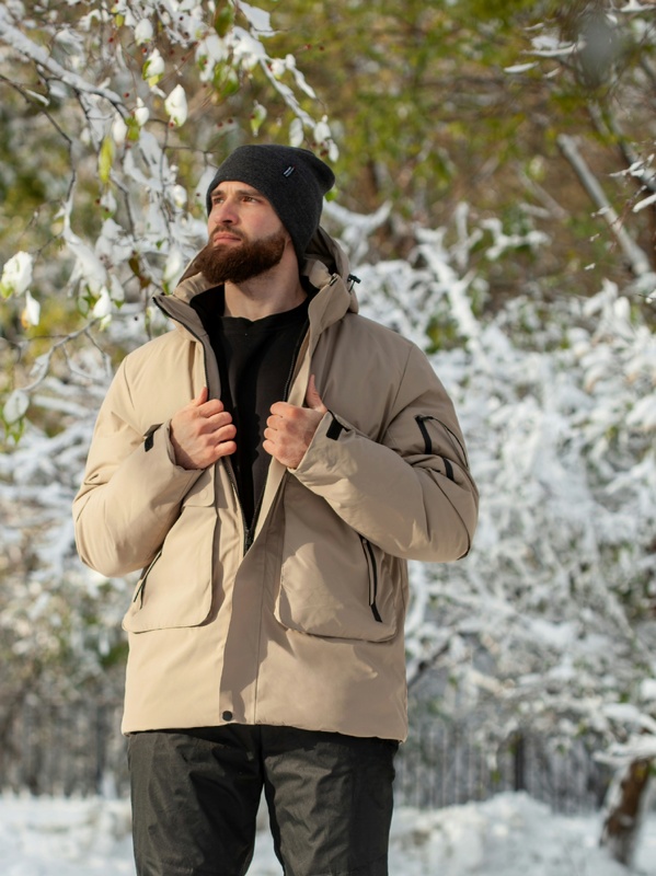 Куртка мужская зимняя холлофайбер 300 теплая с капюшоном