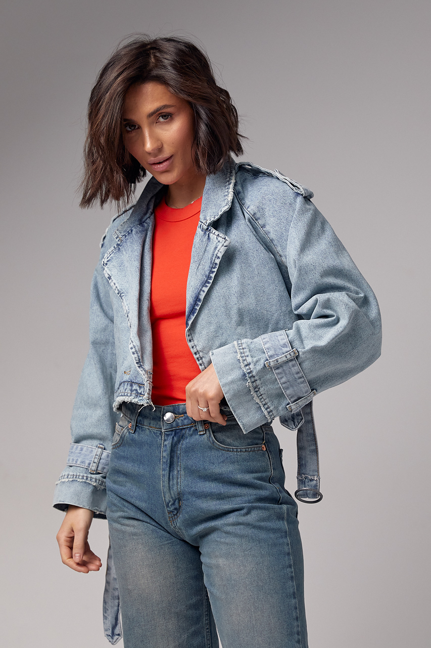 Коротка жіноча джинсовка у стилі Grunge lx-2043 Коротка жіноча джинсовка у стилі Grunge lx-2043