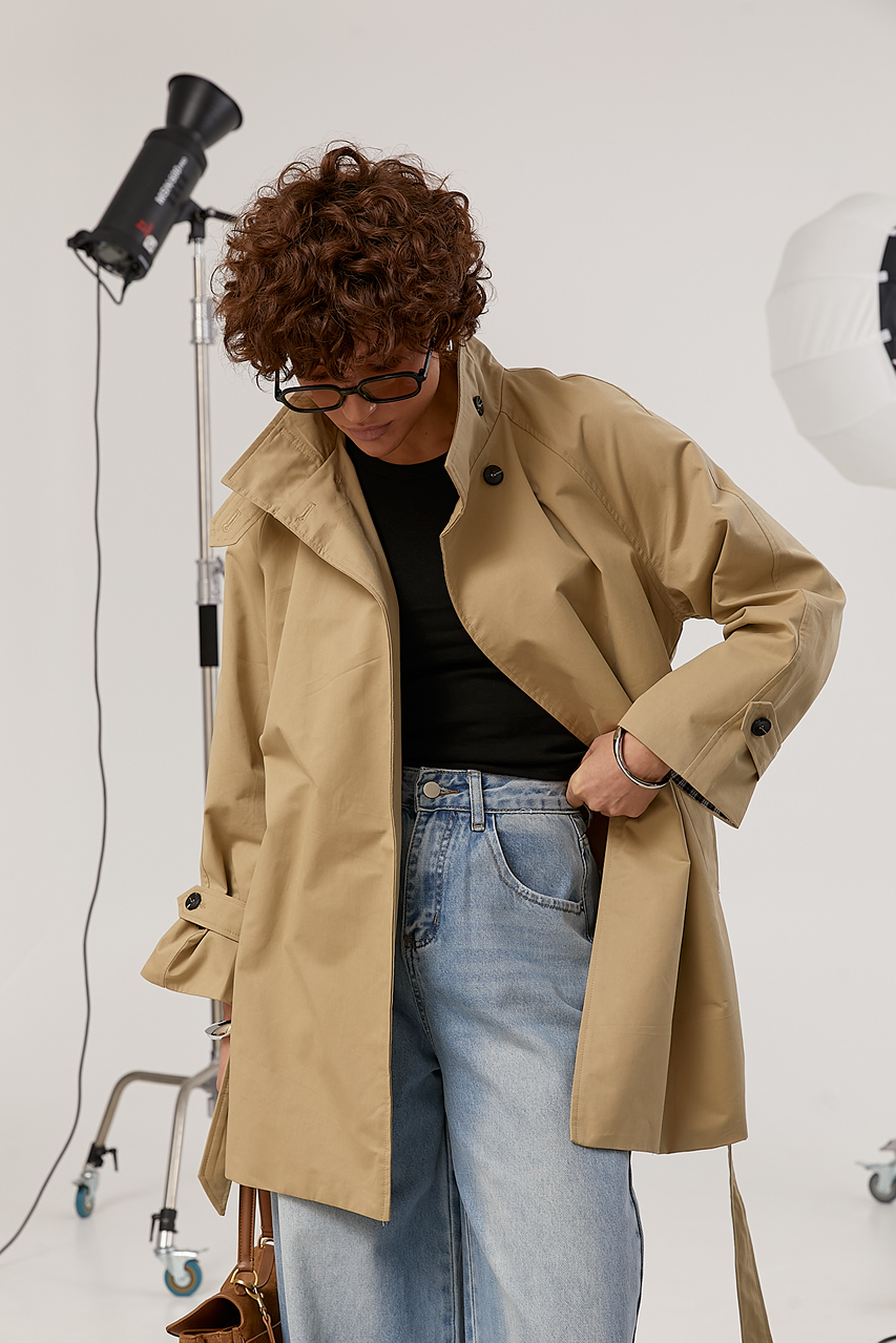 Жіночий тренч з поясом  lx-2064