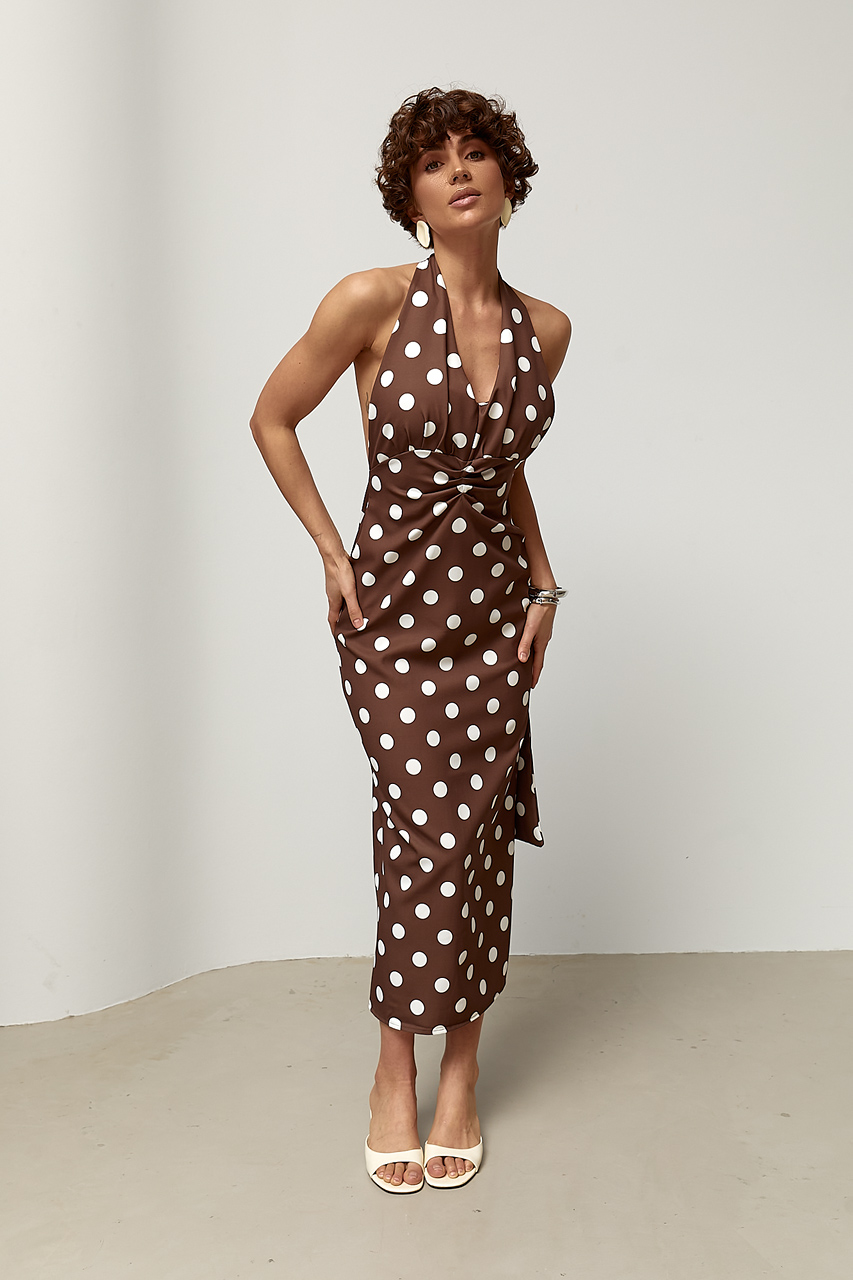 Сукня міді в горох з відкритою спиною lx-2433 Сукня міді в горох з відкритою спиною lx-2433